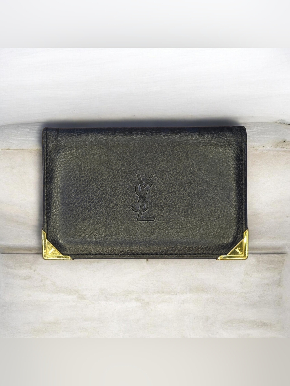 Yves Saint Laurent Blue Leather Card Holder